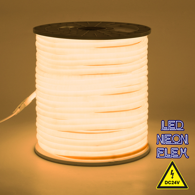 GloboStar® 70582 TUBE 360° Degree Neon Flex Epistar LED SMD 2835 1m 12W/m 120LED/m 1248lm/m 360° DC 24V Αδιάβροχη IP68 Θερμό Λευκό 3000K Dimmable