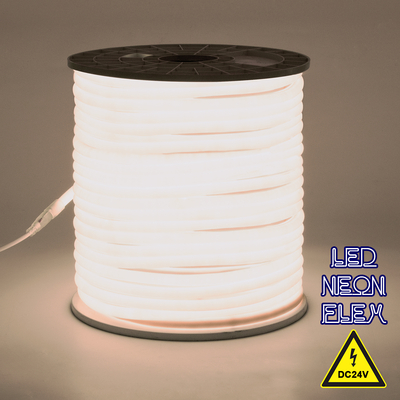 GloboStar® 70581 TUBE 360° Degree Neon Flex Epistar LED SMD 2835 1m 12W/m 120LED/m 1284lm/m 360° DC 24V Αδιάβροχη IP68 Φυσικό Λευκό 4500K Dimmable