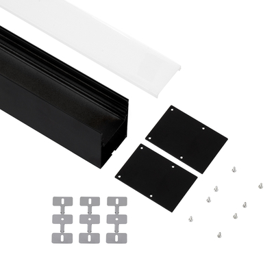 GloboStar® SURFACEPENDANT-PROFILE 70828-3M Προφίλ Αλουμινίου - Βάση & Ψύκτρα Ταινίας LED με Λευκό Γαλακτερό Κάλυμμα - Επιφανειακή & Κρεμαστή Χρήση - Πατητό Κάλυμμα - Μαύρο - 3 Μέτρα - Μ300 x Π5 x Υ7cm