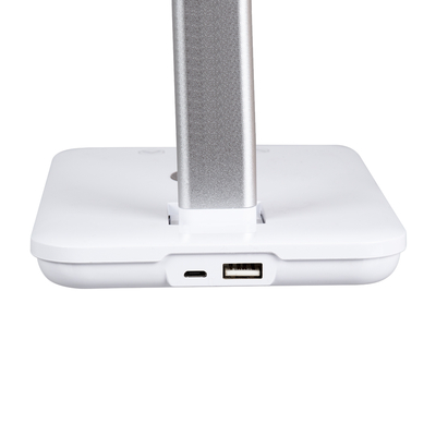 GloboStar® WASP 76532 Μοντέρνο Φωτιστικό Γραφείου Λευκό LED 10 Watt 1000lm DC 5V Αφής & Καλώδιο Τροφοδοσίας USB με Ασύρματη Φόρτιση - Wireless Charger - CCT Θερμό Λευκό 2700K - Φυσικό Λευκό 4500K - Ψυχρό Λευκό 6000K Dimmable