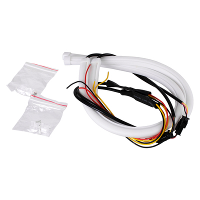 GloboStar® 81724 Σετ 2 ΕΛΑΣΤΙΚΑ - FLEXIBLE DRL + FLASH TURN LIGHT LED CREE COB 45cm 12W 1800lm 360° DC 12V Αδιάβροχα IP65 Πορτοκαλί - Ψυχρό Λευκό 6000K