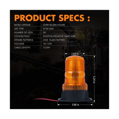 GloboStar® 85195 PRO Series Φάρος Ασφαλείας για Περονοφόρα - Κλαρκ - Αυτοκίνητα & Φορτηγά STROBE LED SMD 5730 40W DC 10-110V Αδιάβροχος IP65 Πορτοκαλί
