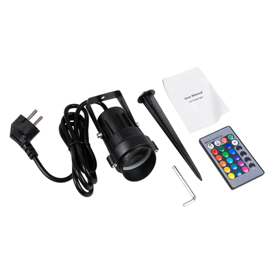 GloboStar® 85814 Προβολάκι Κήπου Καρφωτό - Δαπέδου COB LED 10W 1000lm 35° AC 230V με Smart App & Ασύρματο Χειριστήριο IR Αδιάβροχο IP66 Πολύχρωμο RGB Dimmable
