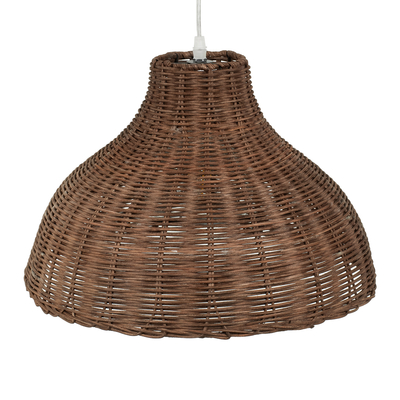 GloboStar® MAYOTTE 00725 Boho Κρεμαστό Φωτιστικό Καμπάνα Μονόφωτο 1 x E27 IP20 Καφέ Ξύλο - Μ40 x Π40 x Υ28cm
