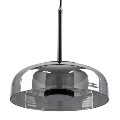 GloboStar® CHARLOTTE 00743 Μοντέρνο Κρεμαστό Φωτιστικό Καμπάνα CREE LED 5W 500lm 180° AC 85-265V IP20 Θερμό Λευκό 2700K Ασημί Γυαλί με Μαύρο Μέταλλο Μ23 x Π23 x Υ23cm - 2 Xρόνια Εγγύηση