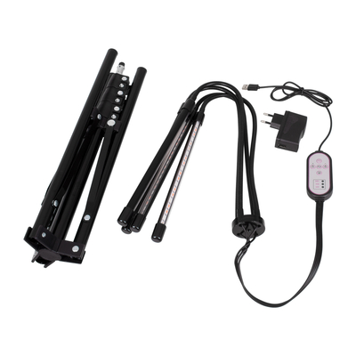 GloboStar® 85956 Grow Light Full Spectrum LED Φωτιστικό Ανάπτυξης Φυτών Γλάστρας με 4 Κινούμενες Κεφαλές & Τρίποδο 150cm SMD 2835 20W 180° AC230V IP20 με Dimmer & Timer Εσωτερικού Χώρου για Κάλυψη Επιφάνειας 1m x 1m Πλήρους Φάσματος Φωτισμού