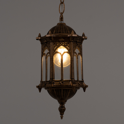 GloboStar® DARCY 00656 Vintage Κρεμαστό Φωτιστικό Πλέγμα Μονόφωτο 1 x E27 IP20 Μπρούτζινο Μέταλλο με Διάφανο Γυαλί - Μ15.5 x Π15.5 x Υ32.5cm