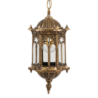 GloboStar® DARCY 00656 Vintage Κρεμαστό Φωτιστικό Πλέγμα Μονόφωτο 1 x E27 IP20 Μπρούτζινο Μέταλλο με Διάφανο Γυαλί - Μ15.5 x Π15.5 x Υ32.5cm