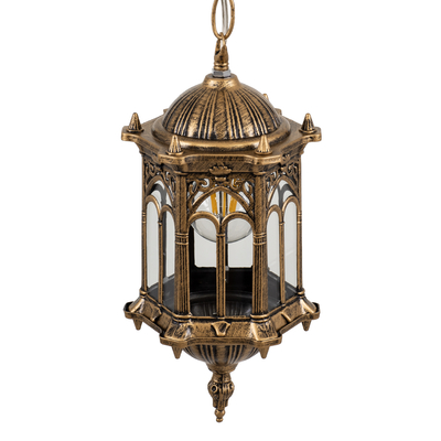 GloboStar® DARCY 00656 Vintage Κρεμαστό Φωτιστικό Πλέγμα Μονόφωτο 1 x E27 IP20 Μπρούτζινο Μέταλλο με Διάφανο Γυαλί - Μ15.5 x Π15.5 x Υ32.5cm