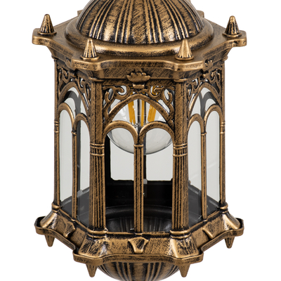 GloboStar® DARCY 00656 Vintage Κρεμαστό Φωτιστικό Πλέγμα Μονόφωτο 1 x E27 IP20 Μπρούτζινο Μέταλλο με Διάφανο Γυαλί - Μ15.5 x Π15.5 x Υ32.5cm