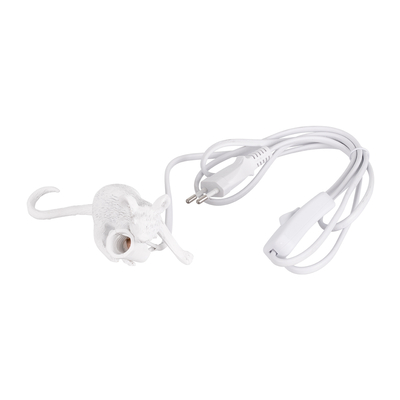 GloboStar® MOUSE 00676 Vintage Επιτραπέζιο Φωτιστικό Πορτατίφ Λαμπατέρ Μονόφωτο με Ντουί 1 x E12 AC 230V Λευκό Πλαστικό Μ13 x Π4 x Υ7cm