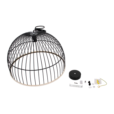 GloboStar® NEVIS 00681 Μοντέρνο Κρεμαστό Φωτιστικό Πλέγμα Μονόφωτο 1 x E27 IP20 Μαύρο Μέταλλο - Μ49 x Π49 x Υ34.5cm