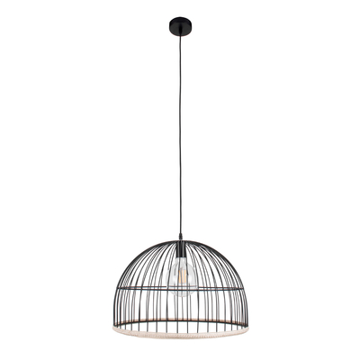 GloboStar® NEVIS 00681 Μοντέρνο Κρεμαστό Φωτιστικό Πλέγμα Μονόφωτο 1 x E27 IP20 Μαύρο Μέταλλο - Μ49 x Π49 x Υ34.5cm