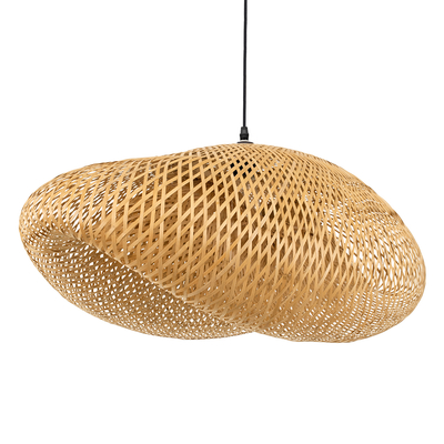 GloboStar® MEXICO 00720 Boho Κρεμαστό Φωτιστικό Ανάρτηση Μονόφωτο 1 x E27 IP20 Μπεζ Ξύλο - Μ85 x Π55 x Y36cm