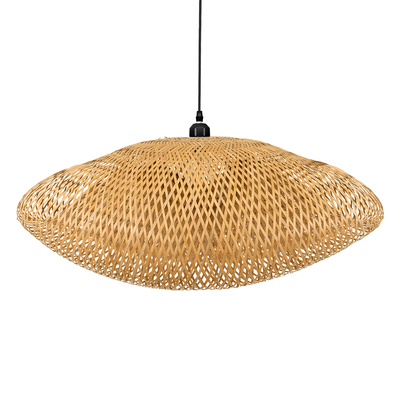 GloboStar® MEXICO 00720 Boho Κρεμαστό Φωτιστικό Ανάρτηση Μονόφωτο 1 x E27 IP20 Μπεζ Ξύλο - Μ85 x Π55 x Y36cm