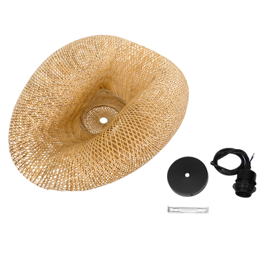 GloboStar® MEXICO 00721 Boho Κρεμαστό Φωτιστικό Ανάρτηση Μονόφωτο 1 x E27 IP20 Μπεζ Ξύλο - Μ100 x Π80 x Y35cm