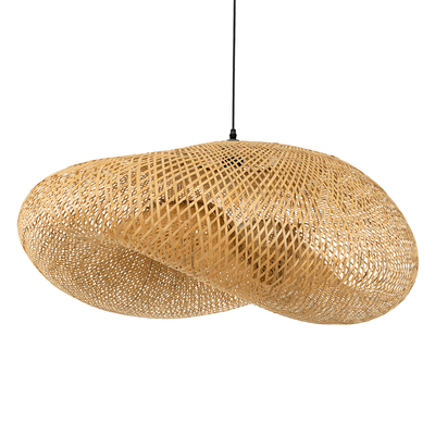 GloboStar® MEXICO 00721 Boho Κρεμαστό Φωτιστικό Ανάρτηση Μονόφωτο 1 x E27 IP20 Μπεζ Ξύλο - Μ100 x Π80 x Y35cm