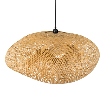 GloboStar® MEXICO 00721 Boho Κρεμαστό Φωτιστικό Ανάρτηση Μονόφωτο 1 x E27 IP20 Μπεζ Ξύλο - Μ100 x Π80 x Y35cm