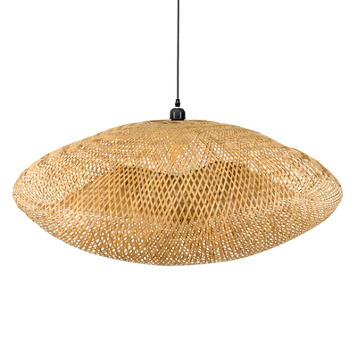 GloboStar® MEXICO 00721 Boho Κρεμαστό Φωτιστικό Ανάρτηση Μονόφωτο 1 x E27 IP20 Μπεζ Ξύλο - Μ100 x Π80 x Y35cm