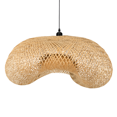 GloboStar® MEXICO 00721 Boho Κρεμαστό Φωτιστικό Ανάρτηση Μονόφωτο 1 x E27 IP20 Μπεζ Ξύλο - Μ100 x Π80 x Y35cm