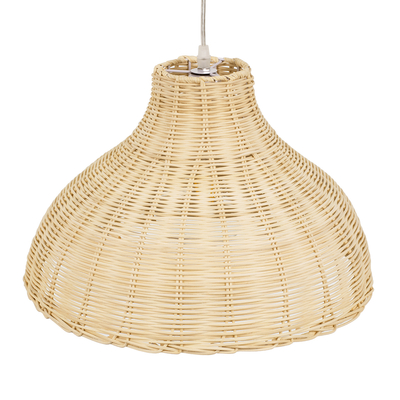 GloboStar® MAYOTTE 00724 Boho Κρεμαστό Φωτιστικό Καμπάνα Μονόφωτο 1 x E27 IP20 Μπεζ Ξύλο - Μ40 x Π40 x Υ28cm