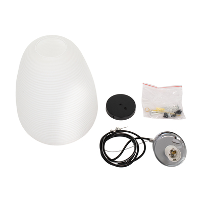 GloboStar® FREYA 00745 Μοντέρνο Κρεμαστό Φωτιστικό Ανάρτηση Μονόφωτο 1 x E27 IP20 Λευκό Γυαλί με Ασημί Μέταλλο - Μ24 x Π24 x Υ35cm