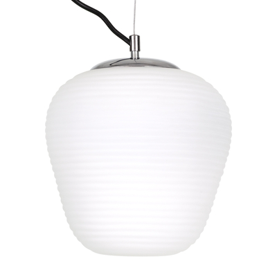 GloboStar® FREYA 00746 Μοντέρνο Κρεμαστό Φωτιστικό Ανάρτηση Μονόφωτο 1 x E27 IP20 Λευκό Γυαλί με Ασημί Μέταλλο - Μ20 x Π20 x Υ23cm