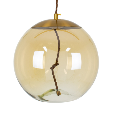 GloboStar® ΑΧΤΟΝ 00748 Μοντέρνο Κρεμαστό Φωτιστικό Μπάλα LED 7W 500 lm 180° AC 100-240V IP20 Θερμό Λευκό 2700K Μελί Γυαλί με Χρυσό Μέταλλο - Μ30 x Π30 x Υ30cm - 2 Xρόνια Εγγύηση