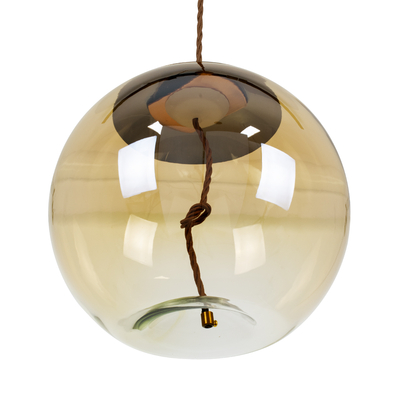 GloboStar® ΑΧΤΟΝ 00748 Μοντέρνο Κρεμαστό Φωτιστικό Μπάλα LED 7W 500 lm 180° AC 100-240V IP20 Θερμό Λευκό 2700K Μελί Γυαλί με Χρυσό Μέταλλο - Μ30 x Π30 x Υ30cm - 2 Xρόνια Εγγύηση