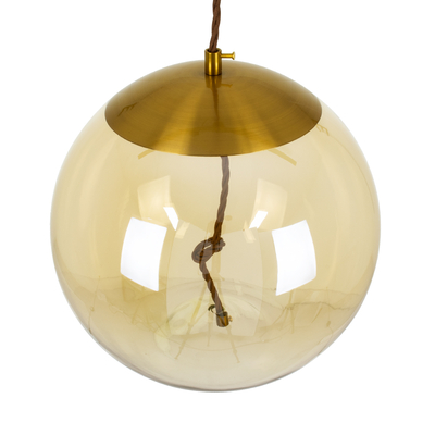 GloboStar® ΑΧΤΟΝ 00748 Μοντέρνο Κρεμαστό Φωτιστικό Μπάλα LED 7W 500 lm 180° AC 100-240V IP20 Θερμό Λευκό 2700K Μελί Γυαλί με Χρυσό Μέταλλο - Μ30 x Π30 x Υ30cm - 2 Xρόνια Εγγύηση