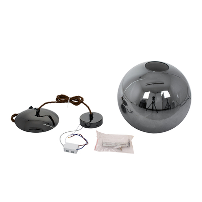 GloboStar® ΑΧΤΟΝ 00749 Μοντέρνο Κρεμαστό Φωτιστικό Μπάλα LED 7W 500 lm 180° AC 100-240V IP20 Θερμό Λευκό 2700K Μαύρο Γυαλί με Μαύρο Μέταλλο - Μ30 x Π30 x Υ30cm - 2 Xρόνια Εγγύηση