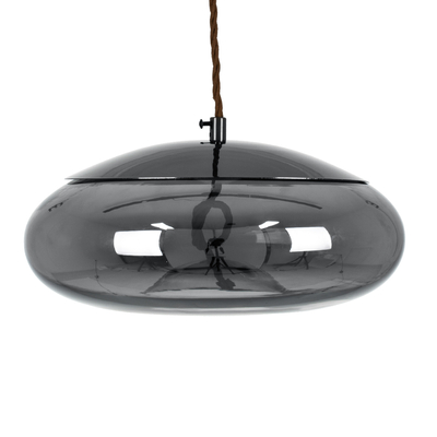 GloboStar® ΑΧΤΟΝ 00751 Μοντέρνο Κρεμαστό Φωτιστικό Ανάρτηση LED 7W 500 lm 180° AC 100-240V IP20 Θερμό Λευκό 2700K Μαύρο Γυαλί με Μαύρο Μέταλλο - Μ30 x Π30 x Υ15cm - 2 Xρόνια Εγγύηση