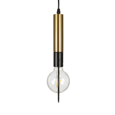 GloboStar® OLVERO 00772 Μοντέρνο Κρεμαστό Φωτιστικό Ανάρτηση Μονόφωτο 1 x E27 IP20 Μαύρο & Χρυσό Μέταλλο - Μ18 x Π4 x Y38cm