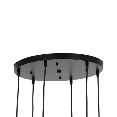 GloboStar® OLVERO 00774 Μοντέρνο Κρεμαστό Φωτιστικό Ανάρτηση Πολύφωτο 6 x E27 IP20 Μαύρο & Χρυσό Μέταλλο - Μ55 x Π55 x Y130cm