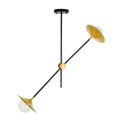 GloboStar® JOLIET 00778 Μοντέρνο Φωτιστικό Οροφής Πλέγμα Δίφωτο 2 x G9 IP20 Μαύρο & Χρυσό Μέταλλο - Μ93 x Π20 x Υ100cm