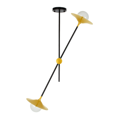 GloboStar® JOLIET 00778 Μοντέρνο Φωτιστικό Οροφής Πλέγμα Δίφωτο 2 x G9 IP20 Μαύρο & Χρυσό Μέταλλο - Μ93 x Π20 x Υ100cm