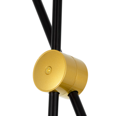 GloboStar® JOLIET 00780 Μοντέρνο Φωτιστικό Οροφής Πλέγμα Πολύφωτο 6 x G9 IP20 Μαύρο & Χρυσό Μέταλλο - Μ93 x Π93 x Υ87cm