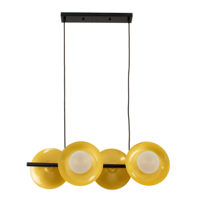 GloboStar® JOLIET 00782 Μοντέρνο Κρεμαστό Φωτιστικό Ανάρτηση Πολύφωτο 4 x G9 Μαύρο & Χρυσό Μέταλλο - Μ65 x Π28 x Υ20cm