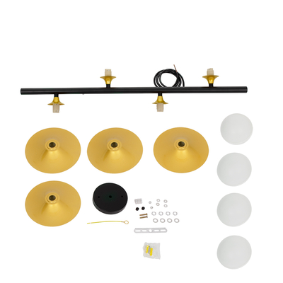 GloboStar® JOLIET 00782 Μοντέρνο Κρεμαστό Φωτιστικό Ανάρτηση Πολύφωτο 4 x G9 Μαύρο & Χρυσό Μέταλλο - Μ65 x Π28 x Υ20cm