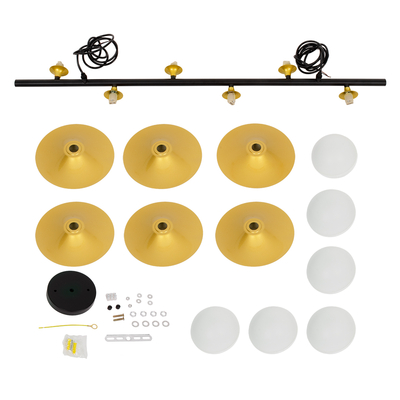 GloboStar® JOLIET 00783 Μοντέρνο Κρεμαστό Φωτιστικό Ανάρτηση Πολύφωτο 6 x G9 Μαύρο & Χρυσό Μέταλλο - Μ95 x Π28 x Υ20cm