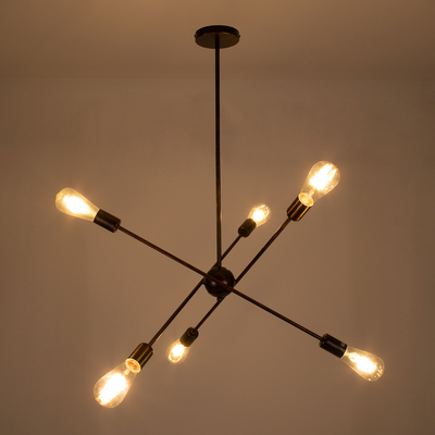 GloboStar® ZANE 00785 Μοντέρνο Φωτιστικό Οροφής Πλέγμα Πολύφωτο 6 x E27 IP20 Χάλκινο Μέταλλο - Μ70 x Π70 x Υ100cm