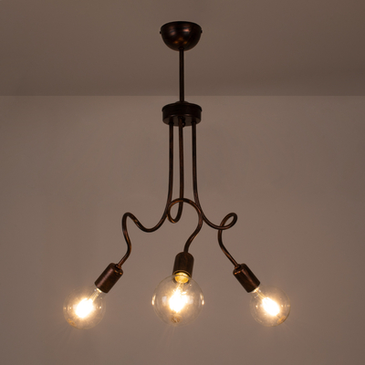 GloboStar® ASPECT 00788 Μοντέρνο Φωτιστικό Οροφής Πλέγμα Τρίφωτο 3 x E27 IP20 Χάλκινο Μέταλλο - Μ42 x Π42 x Υ60cm