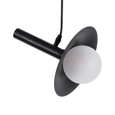 GloboStar® CELEST 00789 Μοντέρνο Κρεμαστό Φωτιστικό Ανάρτηση Μονόφωτο 1 x G9 Μαύρο Μέταλλο με Λευκό Γυαλί - Μ20 x Π20 x Υ26.5cm