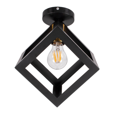 GloboStar® CUBE 00799 Μοντέρνο Φωτιστικό Οροφής Πλέγμα Μονόφωτο 1 x E27 IP20 Μαύρο & Χάλκινο Μέταλλο Μ25 x Π25 x Υ25cm