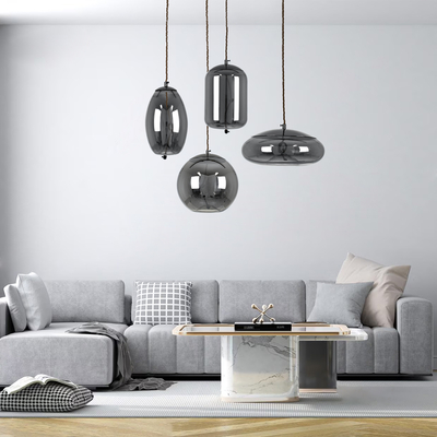 GloboStar® ΑΧΤΟΝ 00751 Μοντέρνο Κρεμαστό Φωτιστικό Ανάρτηση LED 7W 500 lm 180° AC 100-240V IP20 Θερμό Λευκό 2700K Μαύρο Γυαλί με Μαύρο Μέταλλο - Μ30 x Π30 x Υ15cm - 2 Xρόνια Εγγύηση