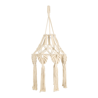 GloboStar® 36201 MOROCCO Boho Καπέλο Φωτιστικού- Μακραμέ Πλεκτό Χειροποίητο Μπεζ Σχοινί Μ30 x Π30  x Υ70cm