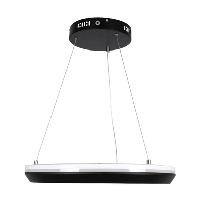 GloboStar® MELINA 61043 Κρεμαστή Πλαφονιέρα Οροφής Κύκλος LED CCT 55W 6376lm 120° AC 220-240V - Εναλλαγή Φωτισμού μέσω Τηλεχειριστηρίου All In One Ψυχρό Λευκό 6000k+Φυσικό Λευκό 4500k+Θερμό Λευκό 2700k Dimmable Φ48cm - Μαύρο - 3 Years Warranty