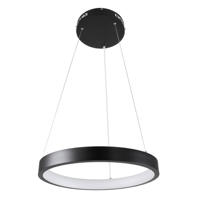 GloboStar® NEMESIS 61155 Κρεμαστό Φωτιστικό Δαχτυλίδι-Κύκλος LED CCT 30W 3513lm 360° AC 220-240V - Εναλλαγή Φωτισμού μέσω Τηλεχειριστηρίου All In One Ψυχρό 6000k+Φυσικό 4500k+Θερμό 2700k Dimmable Φ40cm - Μαύρο - 3 Years Warranty