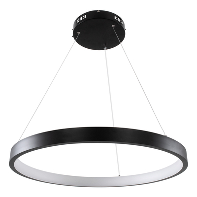 GloboStar® NEMESIS 61158 Κρεμαστό Φωτιστικό Δαχτυλίδι-Κύκλος LED CCT 45W 5230lm 360° AC 220-240V - Εναλλαγή Φωτισμού μέσω Τηλεχειριστηρίου All In One Ψυχρό 6000k+Φυσικό 4500k+Θερμό 2700k Dimmable Φ60cm - Μαύρο - 3 Years Warranty