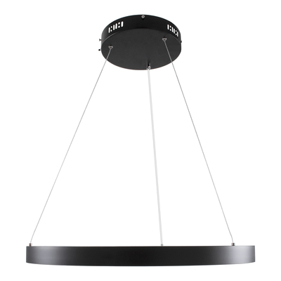 GloboStar® NEMESIS 61158 Κρεμαστό Φωτιστικό Δαχτυλίδι-Κύκλος LED CCT 45W 5230lm 360° AC 220-240V - Εναλλαγή Φωτισμού μέσω Τηλεχειριστηρίου All In One Ψυχρό 6000k+Φυσικό 4500k+Θερμό 2700k Dimmable Φ60cm - Μαύρο - 3 Years Warranty